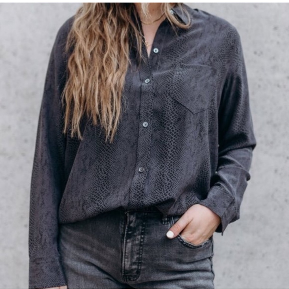 Rails Silk Snakeskin Print Button Down